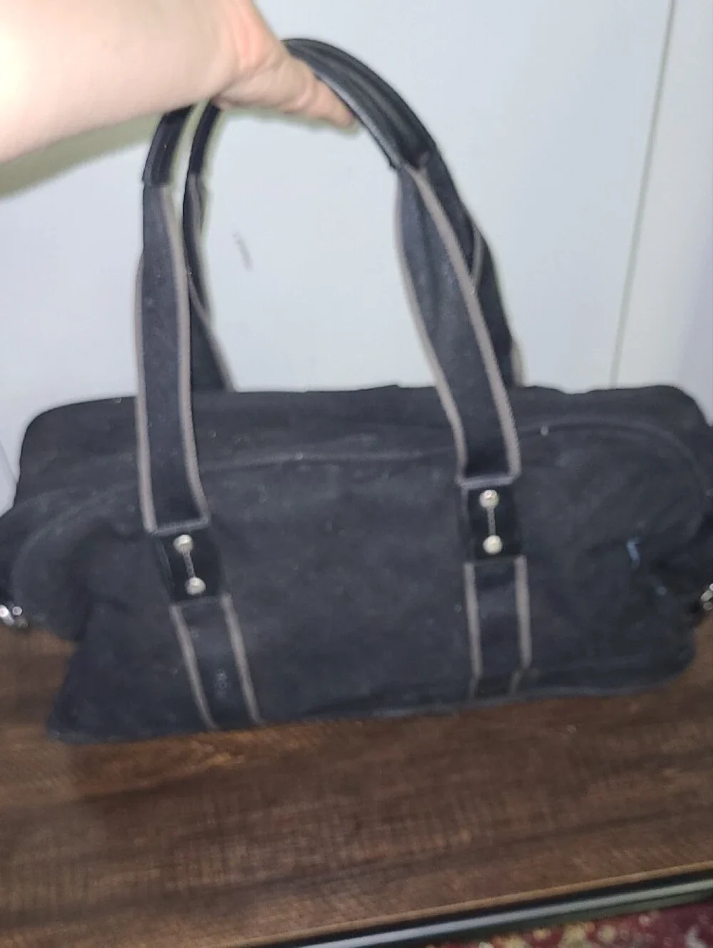 Coach Black Canvas Duffel Bag with Contrast Trim